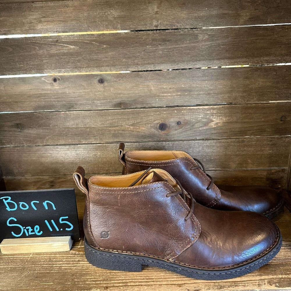 New NWOB Mens Born Bismark Brown Leather Comfort Ankle‎ Chukka Boots Size 11.5 M